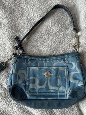 vintage coach suede blue demi mini purse bag 2171